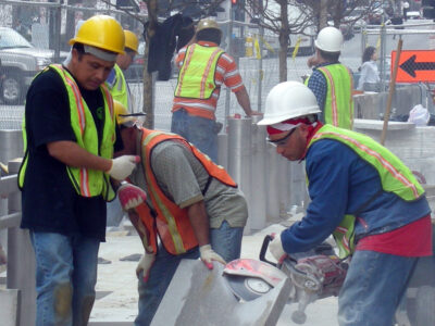 Construction workers working